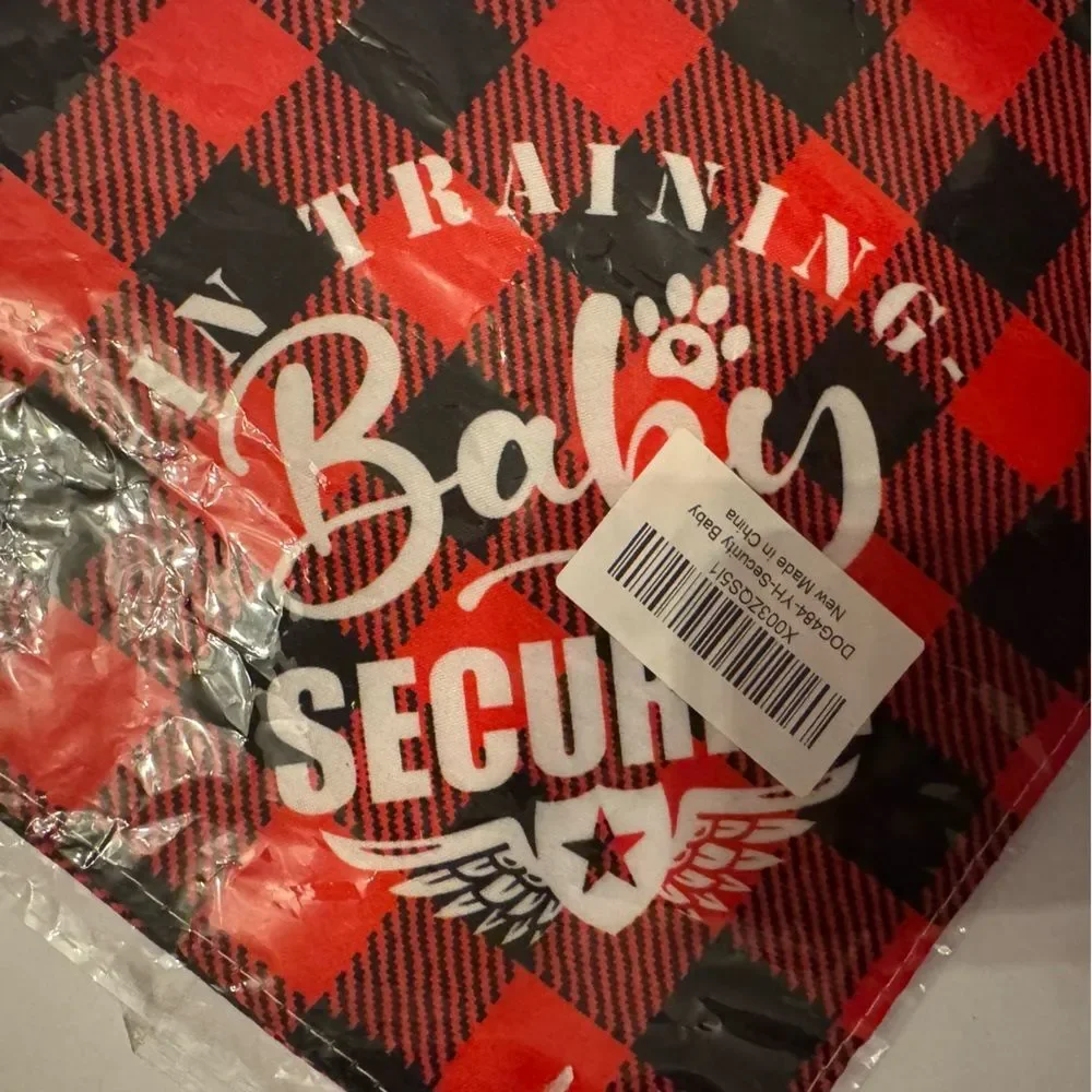 Buffalo Plaid in training baby security dog bandanna